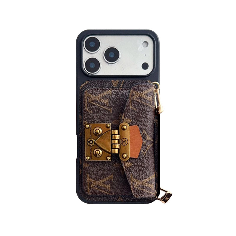 Classic Leather Monogram iPhone Case With Card Holder And Strap-CFK251605