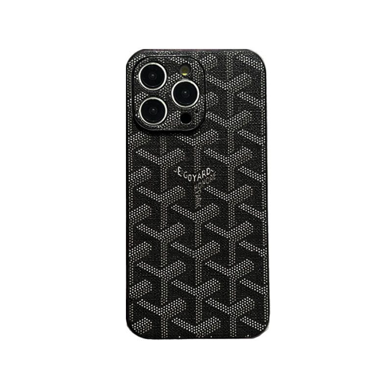 Leather GD iPhone Case With Lens Protection Blue-SJK240807