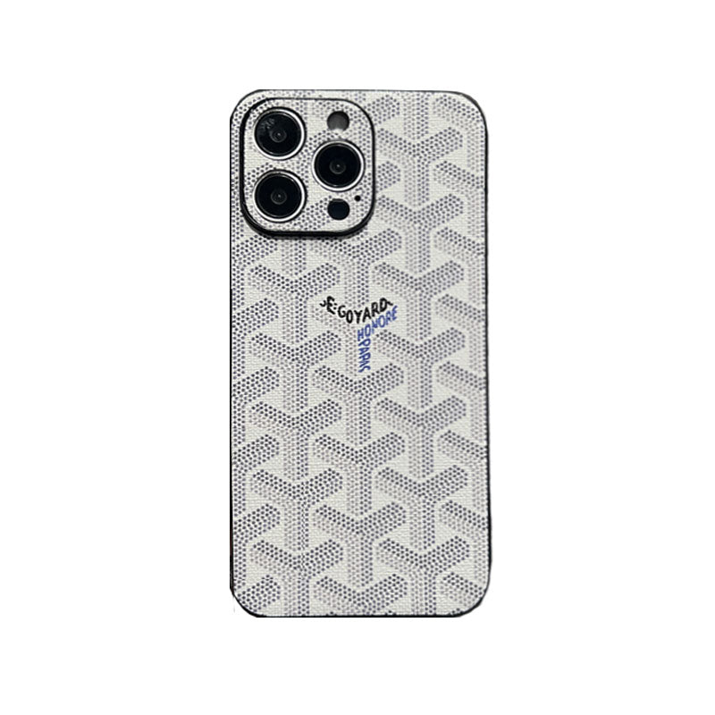 Leather GD iPhone Case With Lens Protection Blue-SJK240807