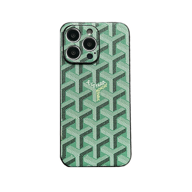 Leather GD iPhone Case With Lens Protection Black-SJK240807