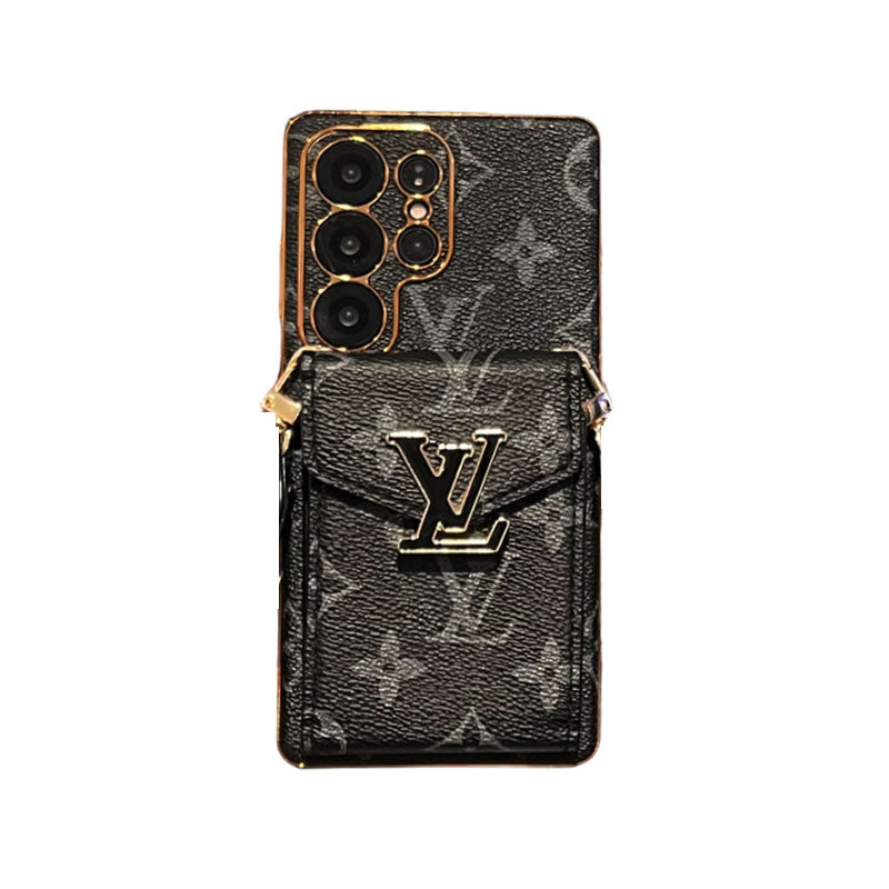 Leather Monogram Samsung Galaxy S Series Case With Card Holder And Strap-CYLV083