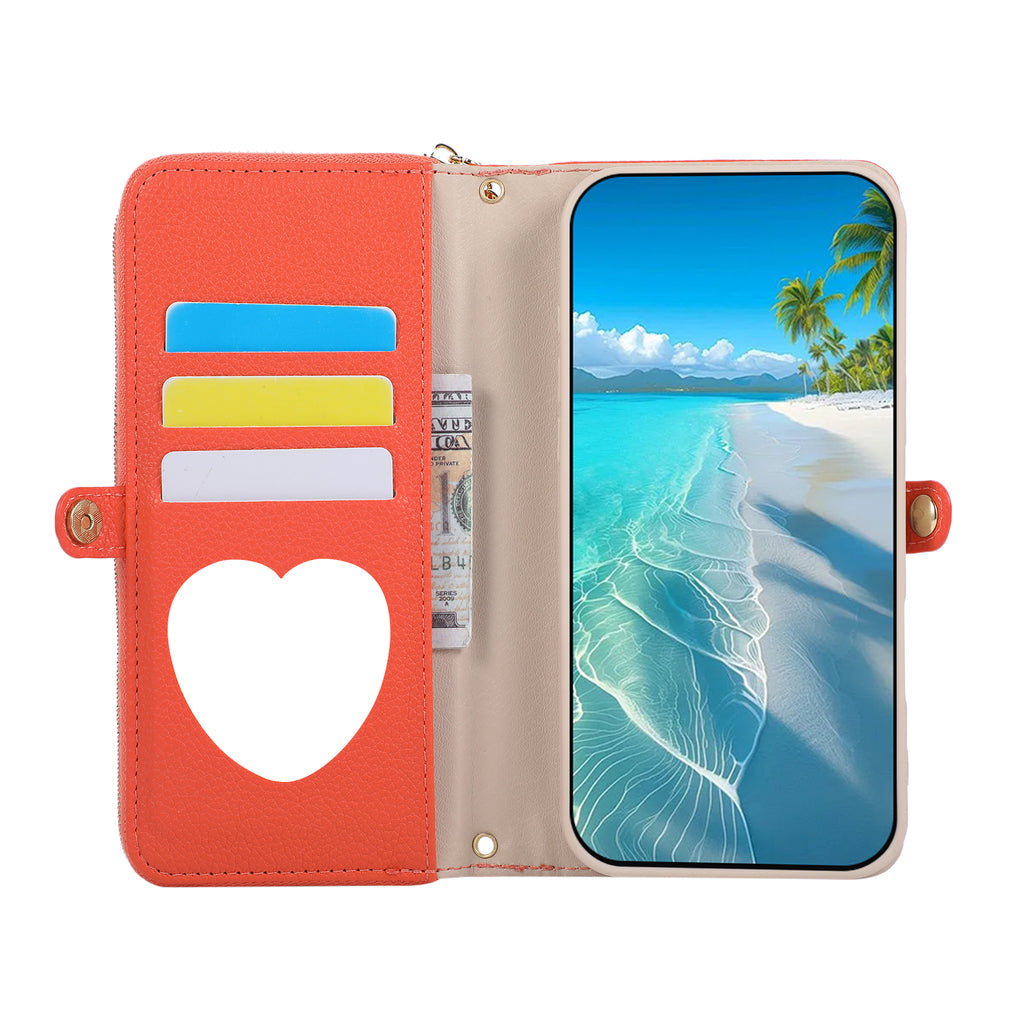 Leather Wallet iPhone Case With Card Holder And Strap