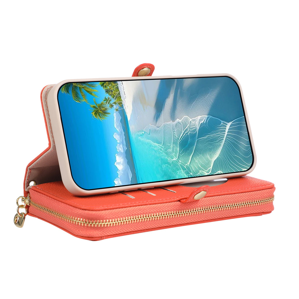 Leather Wallet iPhone Case With Card Holder And Strap