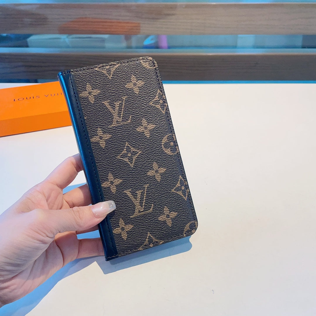 Premium Leather Monogram iPhone Case with Card Slot and Coin Pocket Big Printing-CFHYL2502