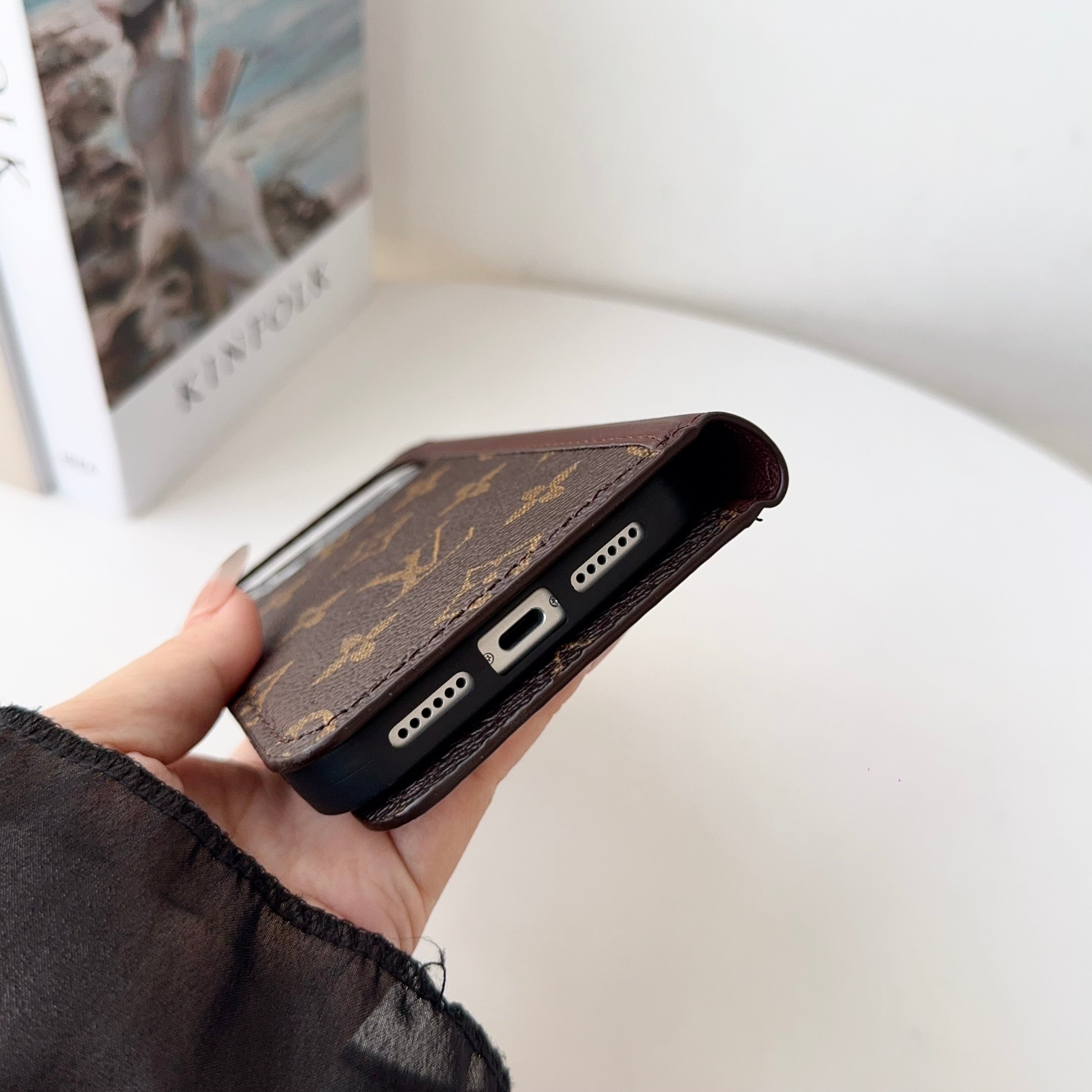 Premium Leather Folio Wallet Case for iPhone Big Printing -CFLB251816