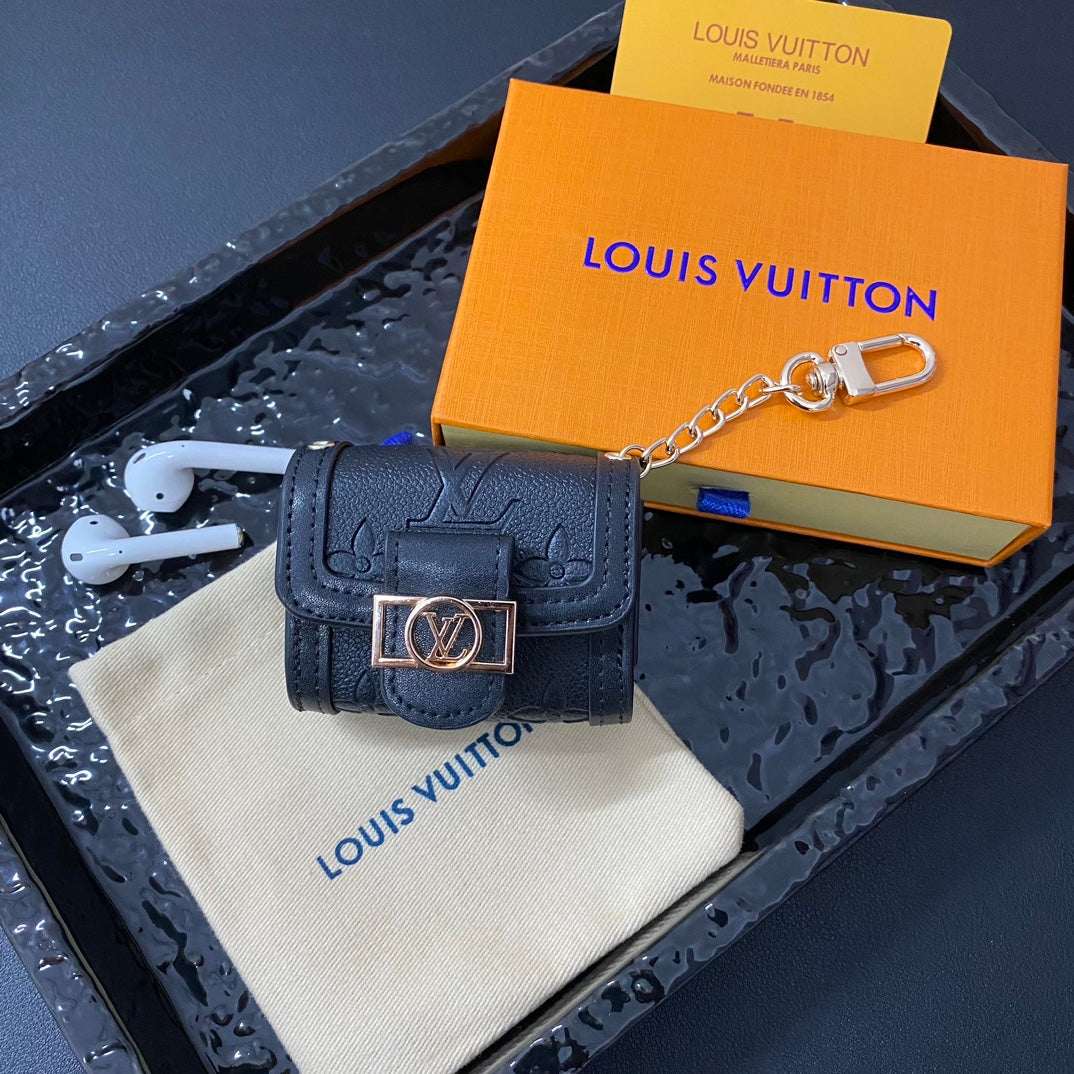 Refined Leather Monogram AirPods Cases Big Printing-CYLV117