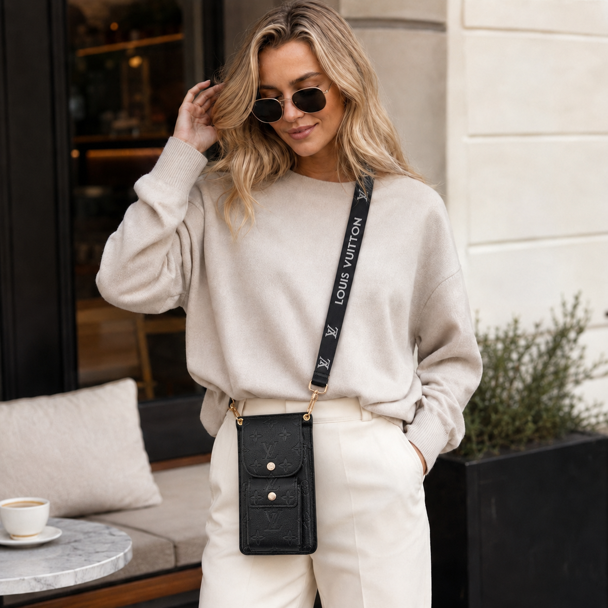 Luxury  Leather Monogram Crossbody Phone Bag-CYLV158