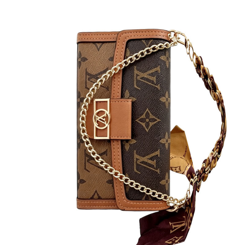 High-quality Leather Monogram iPhone Case With Flip Wallet And  Chain-LA260020