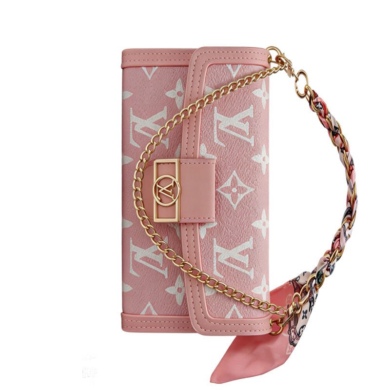High-quality Leather Monogram iPhone Case With Flip Wallet And  Chain-LA260020