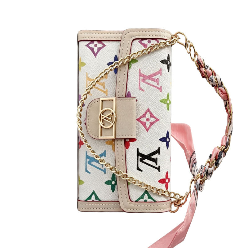 High-quality Leather Monogram iPhone Case With Flip Wallet And  Chain-LA260020
