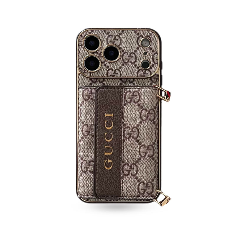 Refined GG iPhone Case With Wallet And Crossbody Strap For iPhone 17 Series-CYGG008
