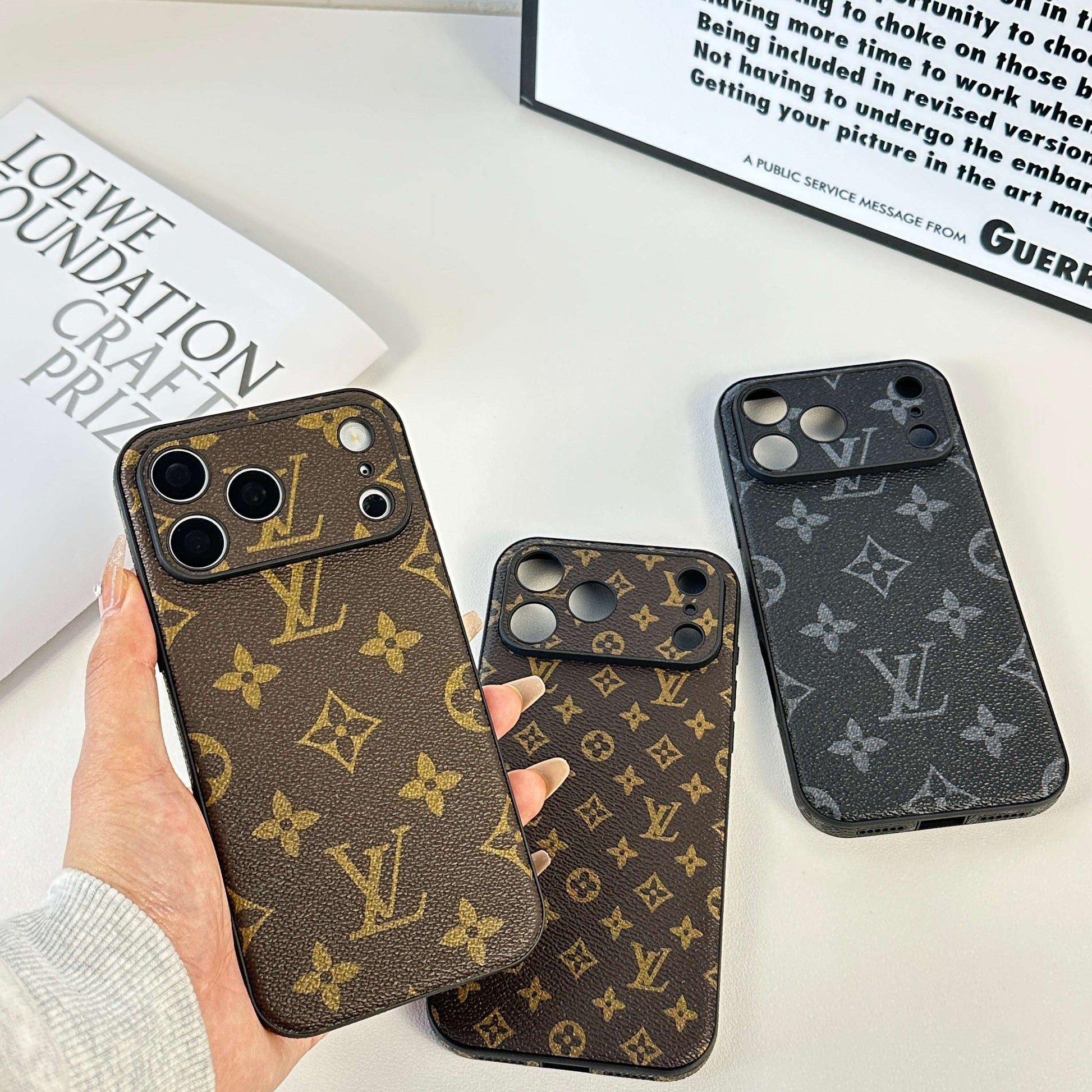 Stylish Leather Monogram iPhone Case For iPhone 17 Series-CYLV039