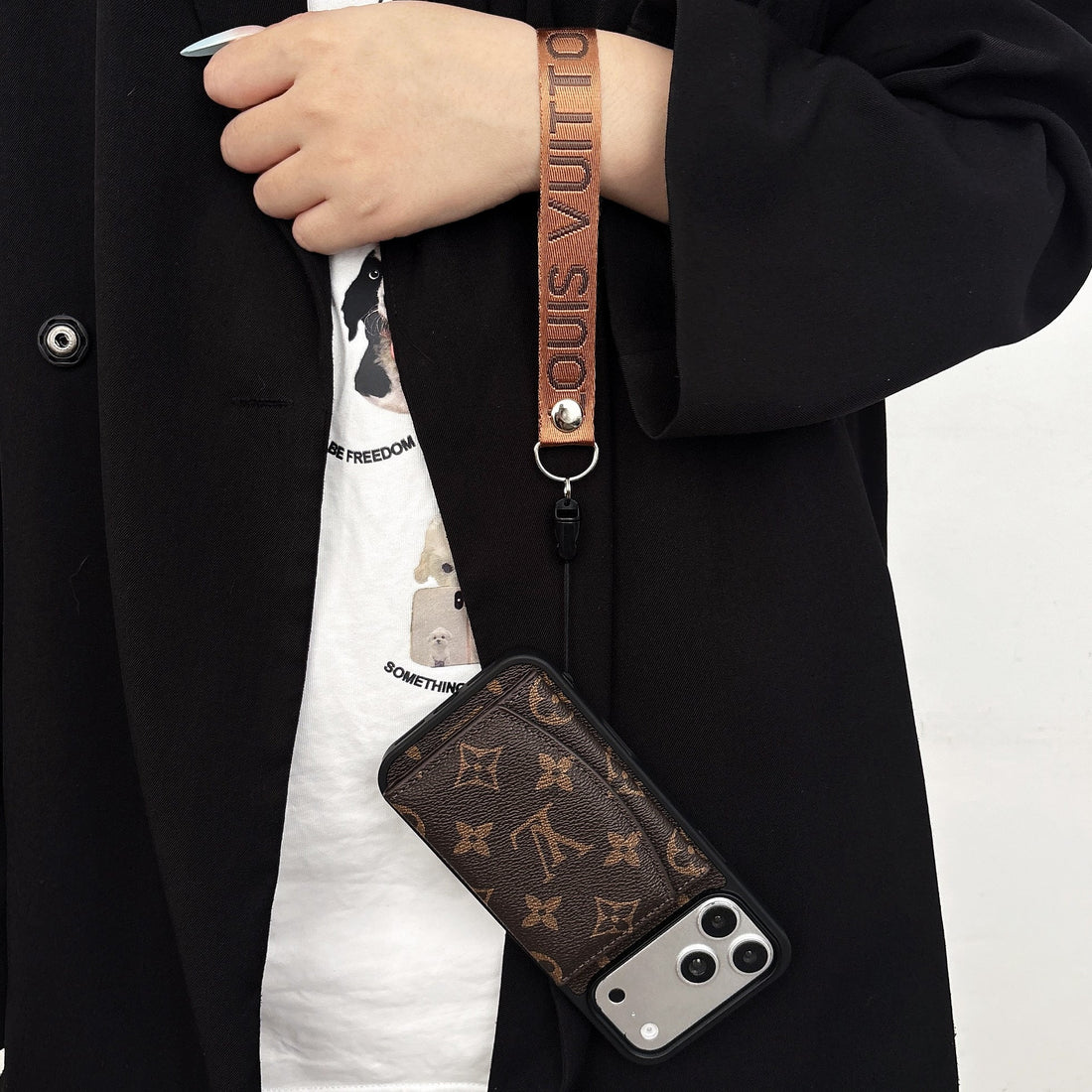 Luxury Monogram  iPhone Case With Wallet And Strap For iPhone 17 Series-CYLV139