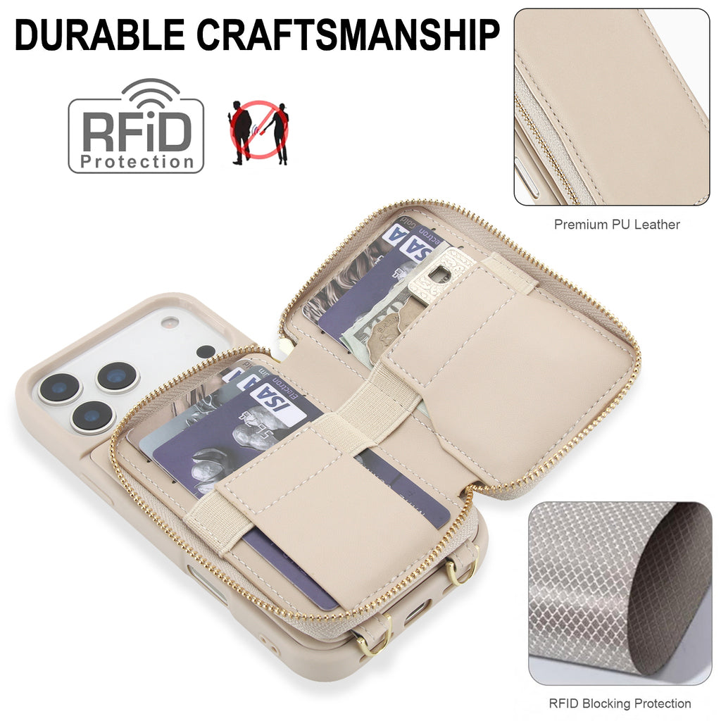 Leather iPhone Case With Crossbody Card Holder And Strap