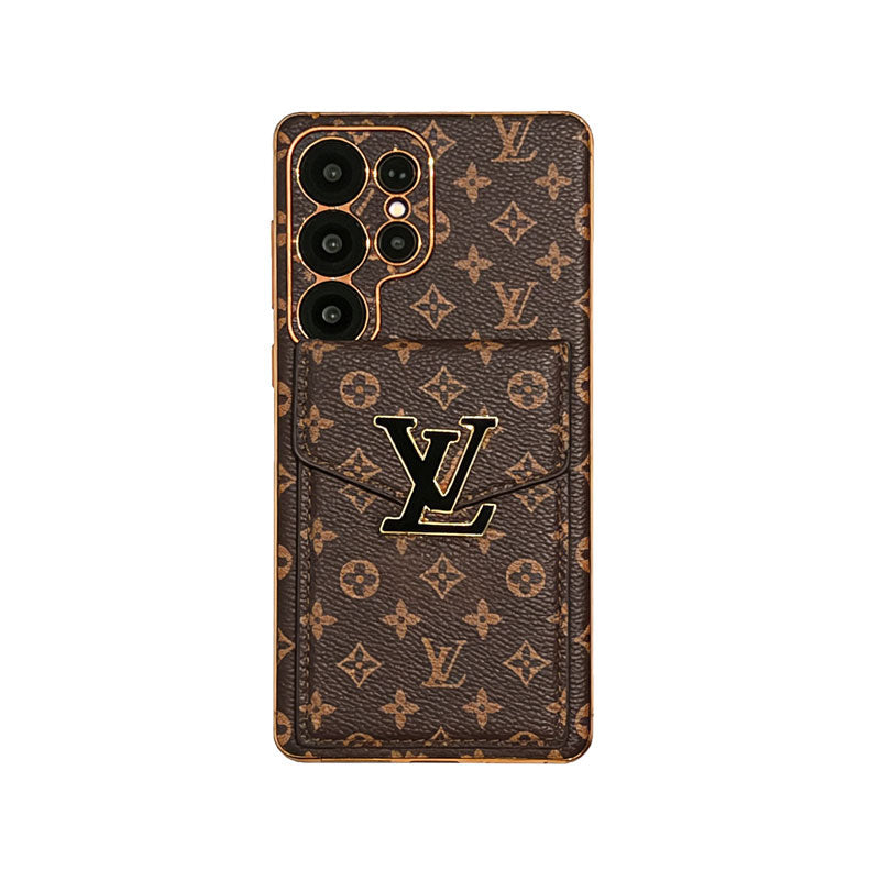 Leather Monogram Samsung Galaxy S Series Case With Card Holder And Strap-CYLV083