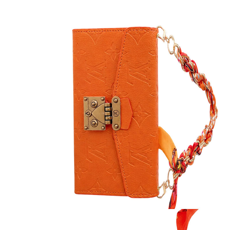 Luxury  Leather Monogram iPhone Case With Flip Wallet-LA260006
