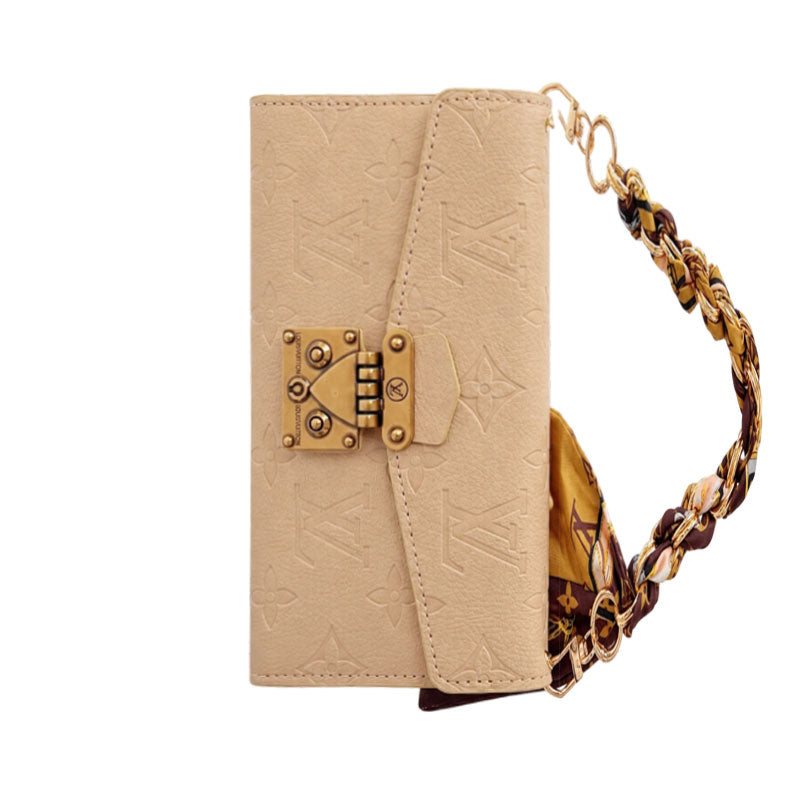 Luxury  Leather Monogram iPhone Case With Flip Wallet-LA260006