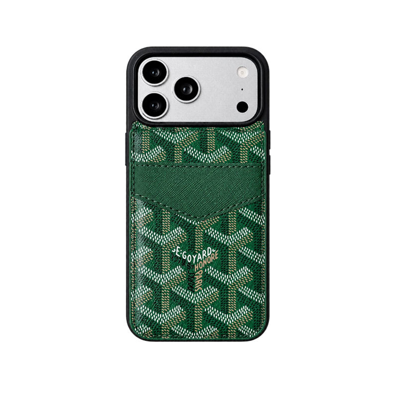 Luxury Leather GD iPhone Case With Card Holder For iPhone 17 Series-LA260046