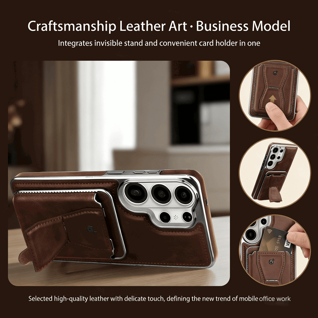 Leather Galaxy Phone Case With Magnetic Card Holder
