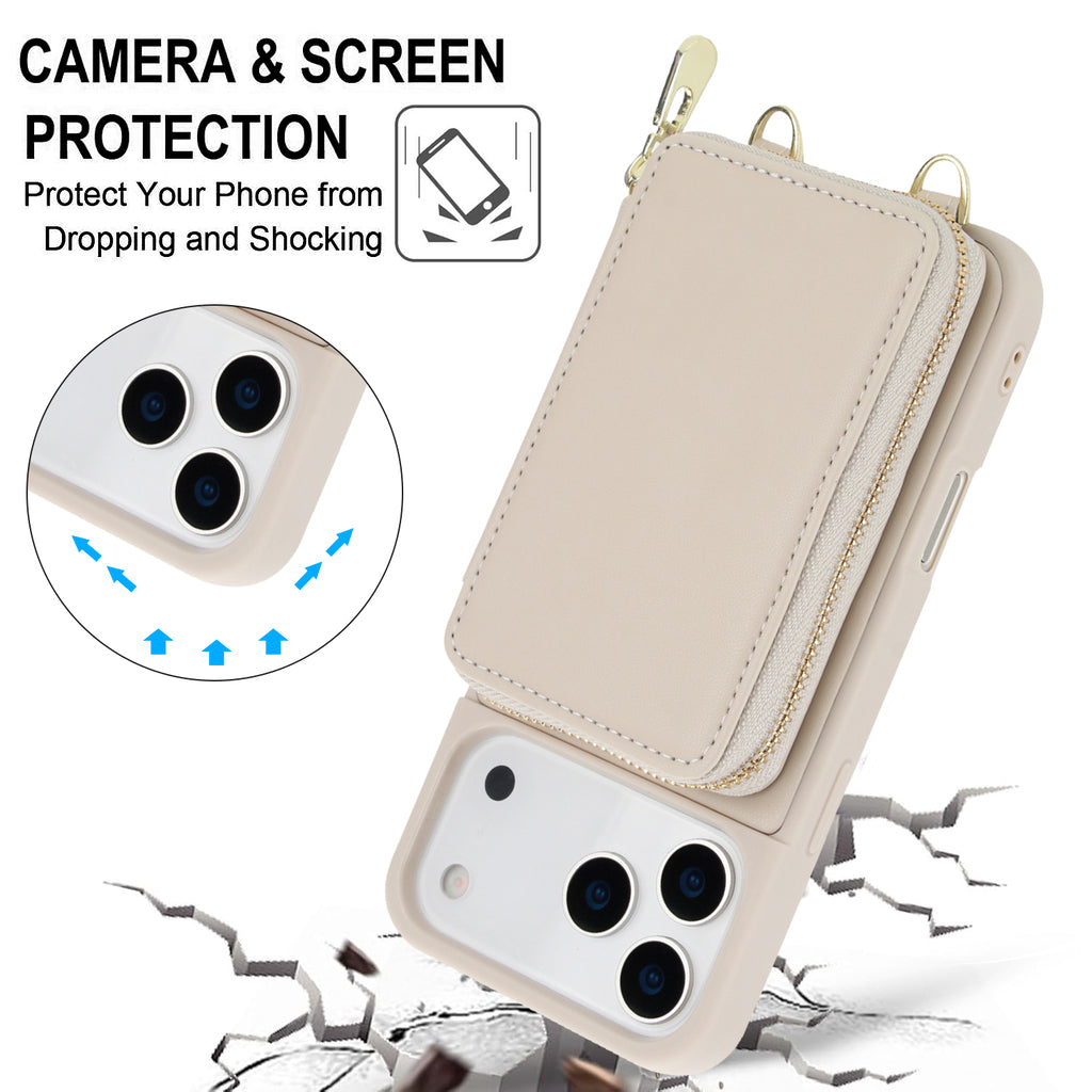 Leather iPhone Case With Crossbody Card Holder And Strap