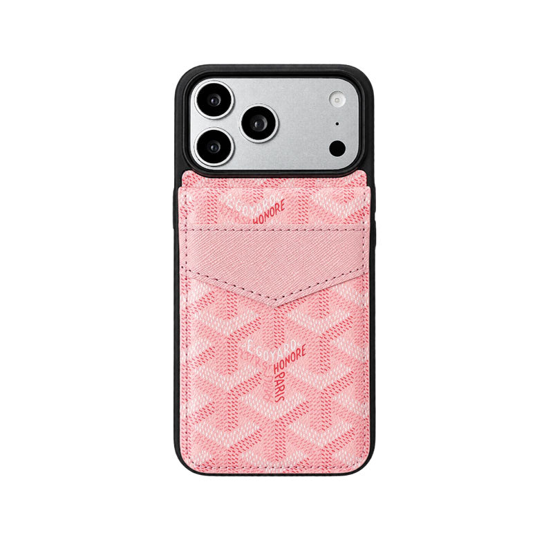 Luxury Leather GD iPhone Case With Card Holder For iPhone 17 Series-LA260046