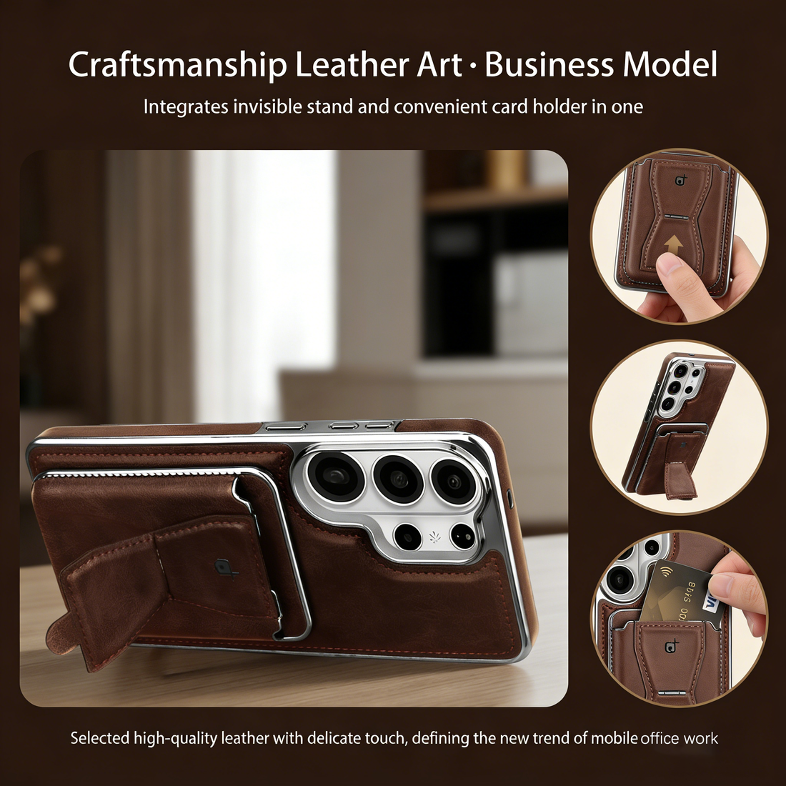 Leather Galaxy Phone Case With Magnetic Card Holder