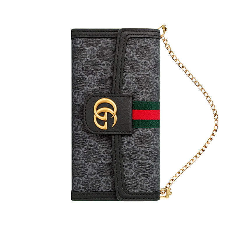 Classic Leather GG iPhone Case With Flip Wallet And Crossbody Strap-LA260019
