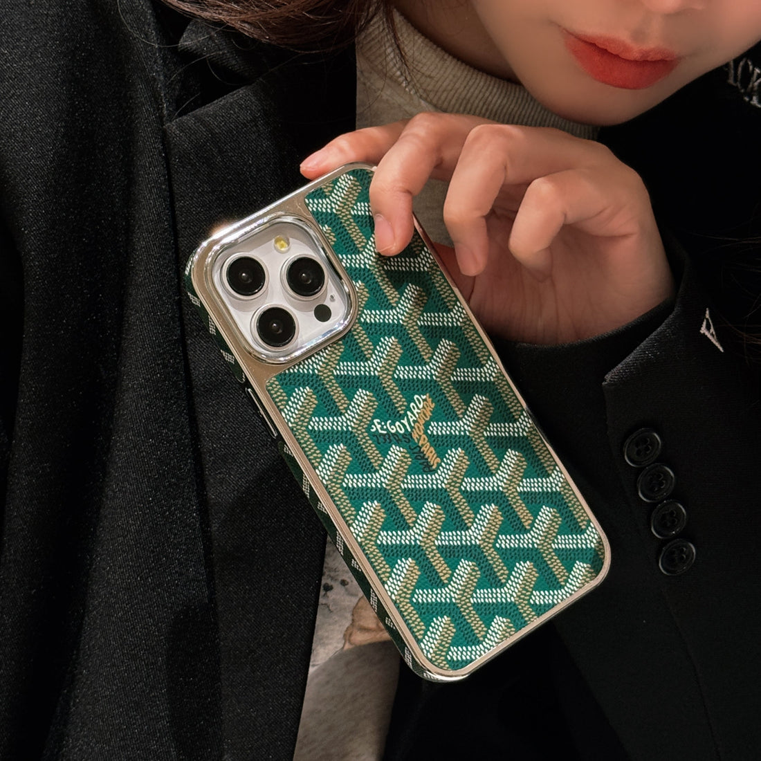 GD iPhone Case Leather Green-DDK240606