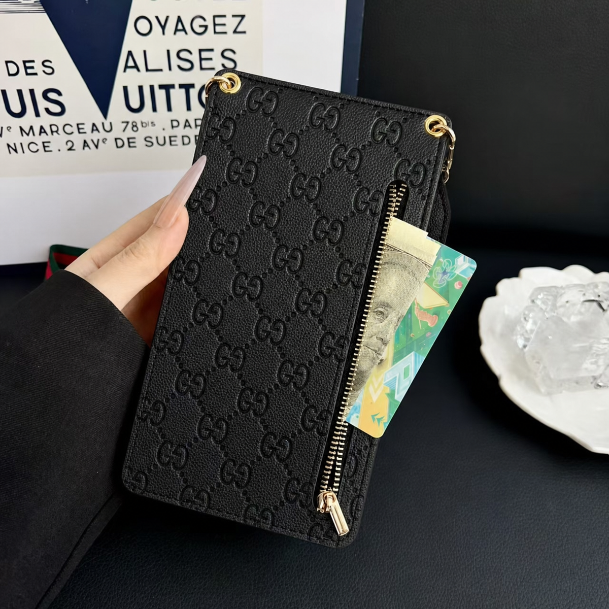 Elegant Leather GG Crossbody Phone Bag-LA260022
