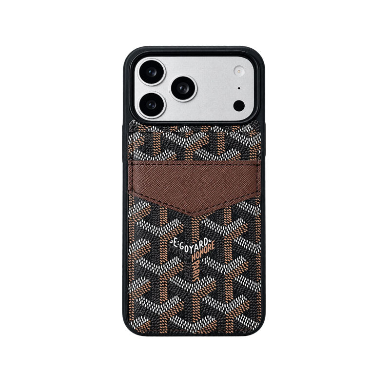 Luxury Leather GD iPhone Case With Card Holder For iPhone 17 Series-LA260046