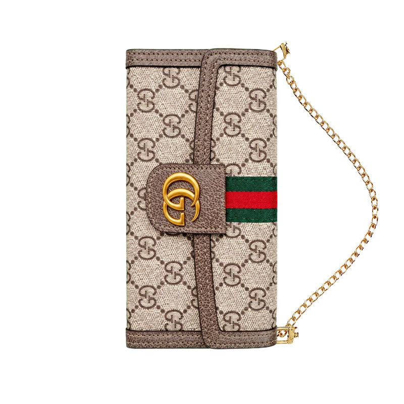 Classic Leather GG iPhone Case With Flip Wallet And Crossbody Strap-LA260019