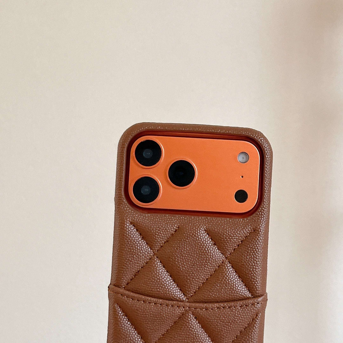 Classic Leather CC iPhone Case With Card Holder Brown For iPhone 17 Series-CYCC044