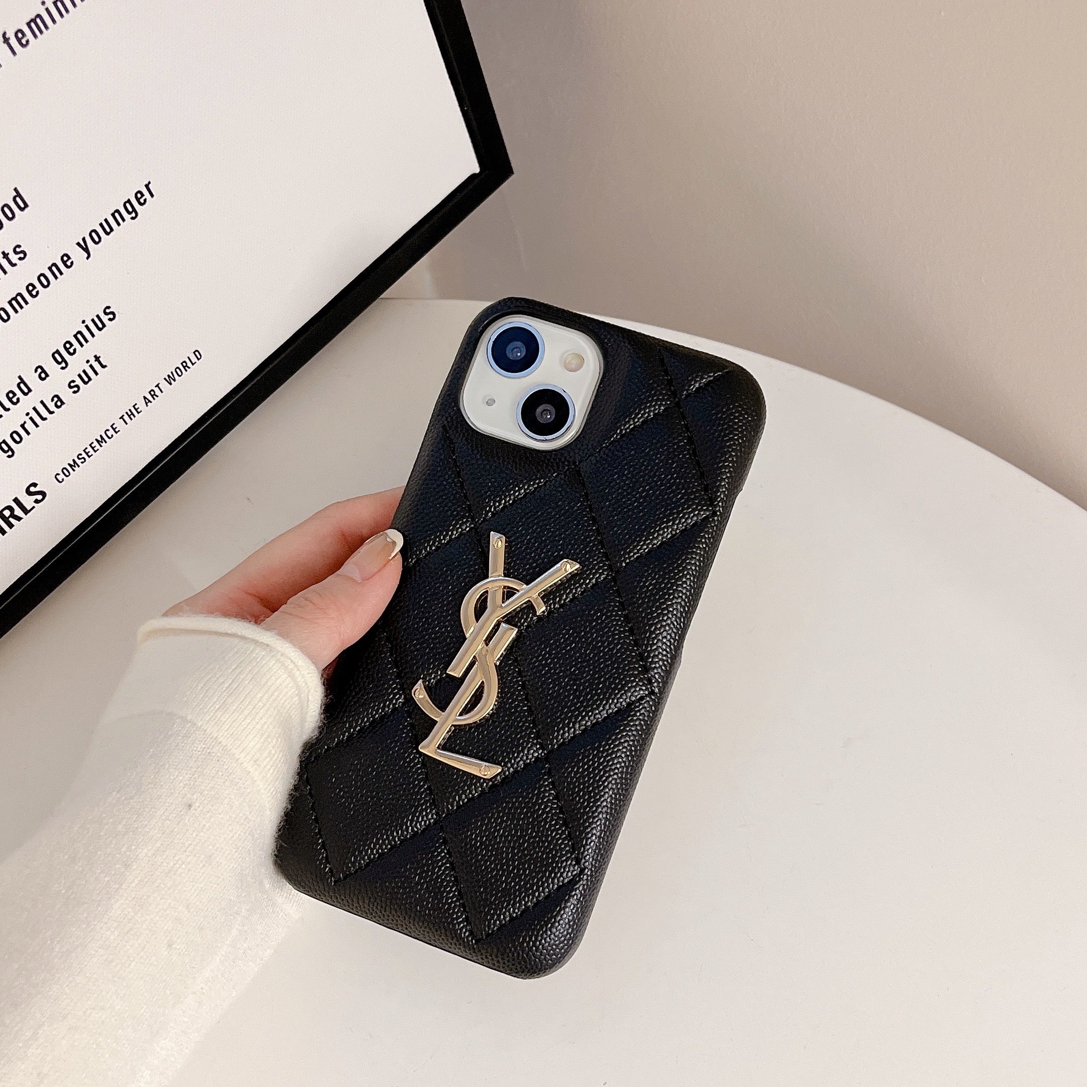 Classic YL iPhone Case Leather Black-LXP241442