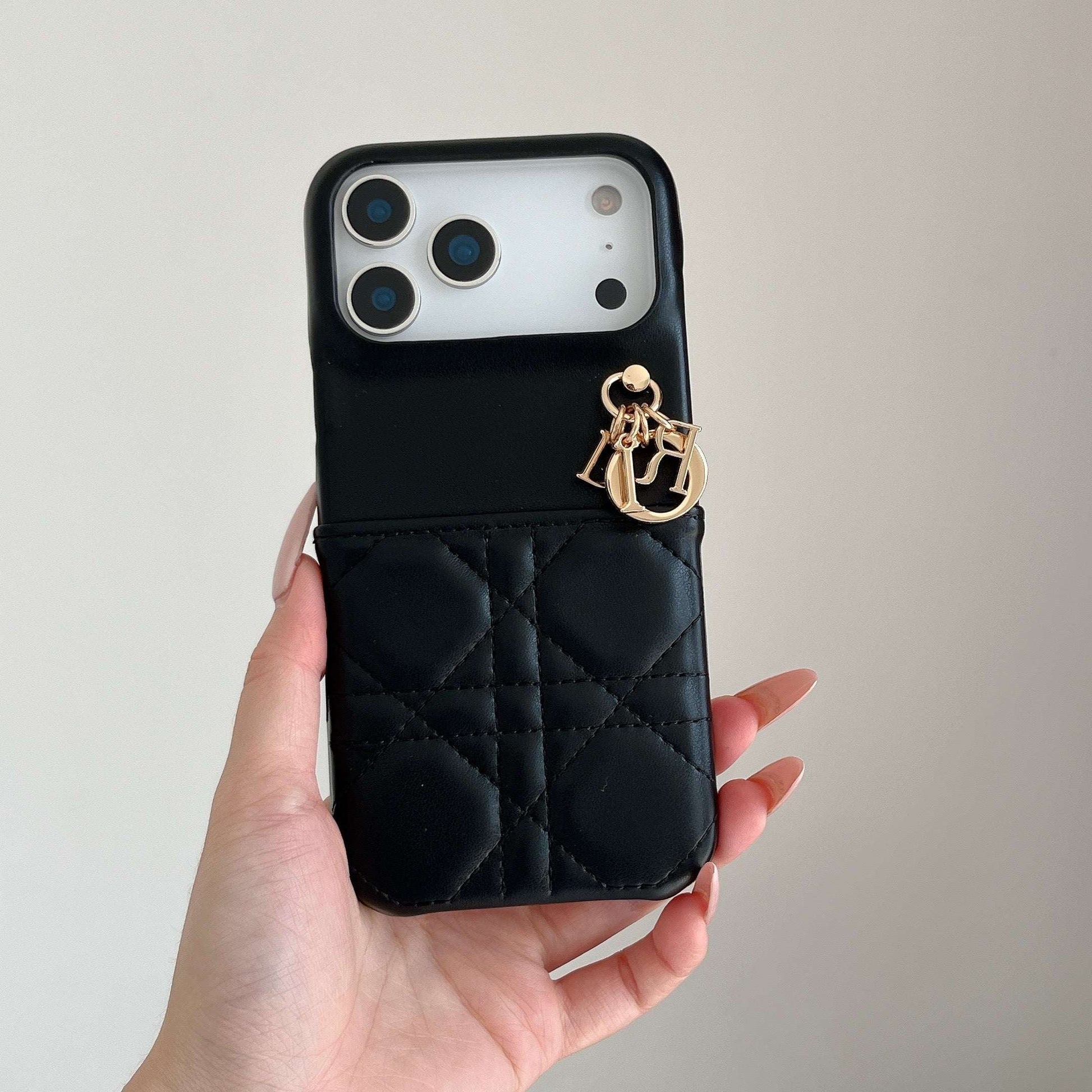 Elegant Leather CD iPhone Case With Card Holder Black For iPhone 17 Series-CYCD057