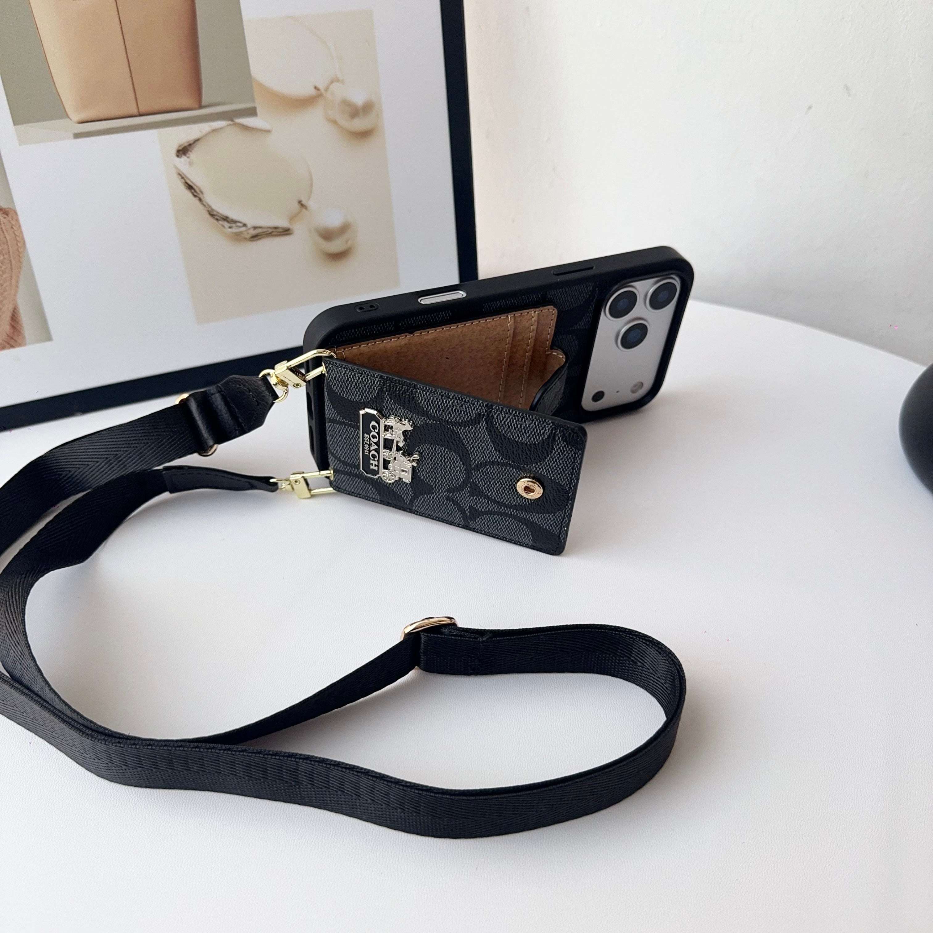 Leather CH iPhone Case With Wallet And Strap-CFK251420