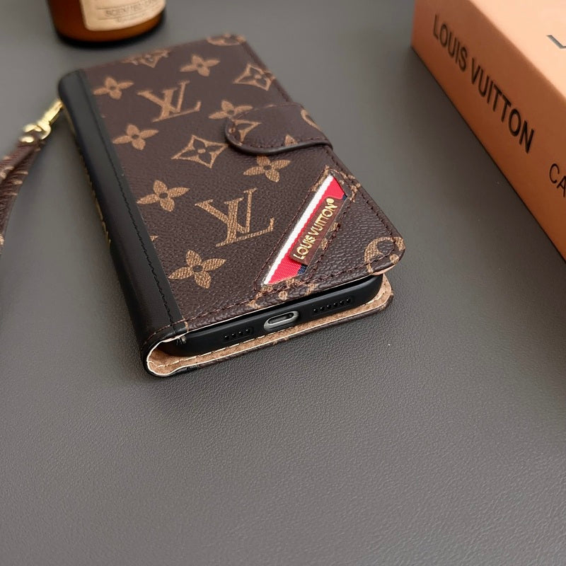 Classic Leather Monogram iPhone Case with Card Holder and Cash Pocket-CFHYL251025