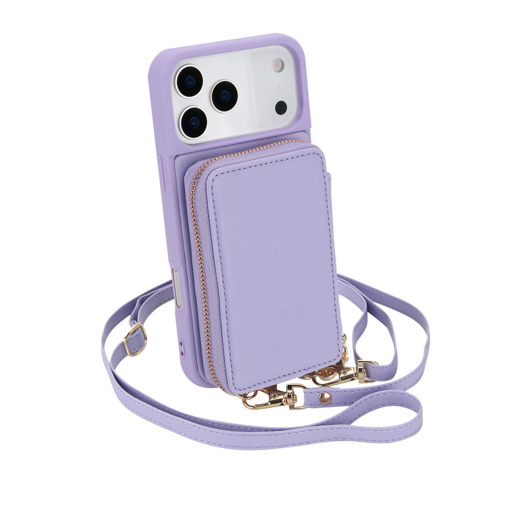 Leather iPhone Case With Crossbody Card Holder And Strap