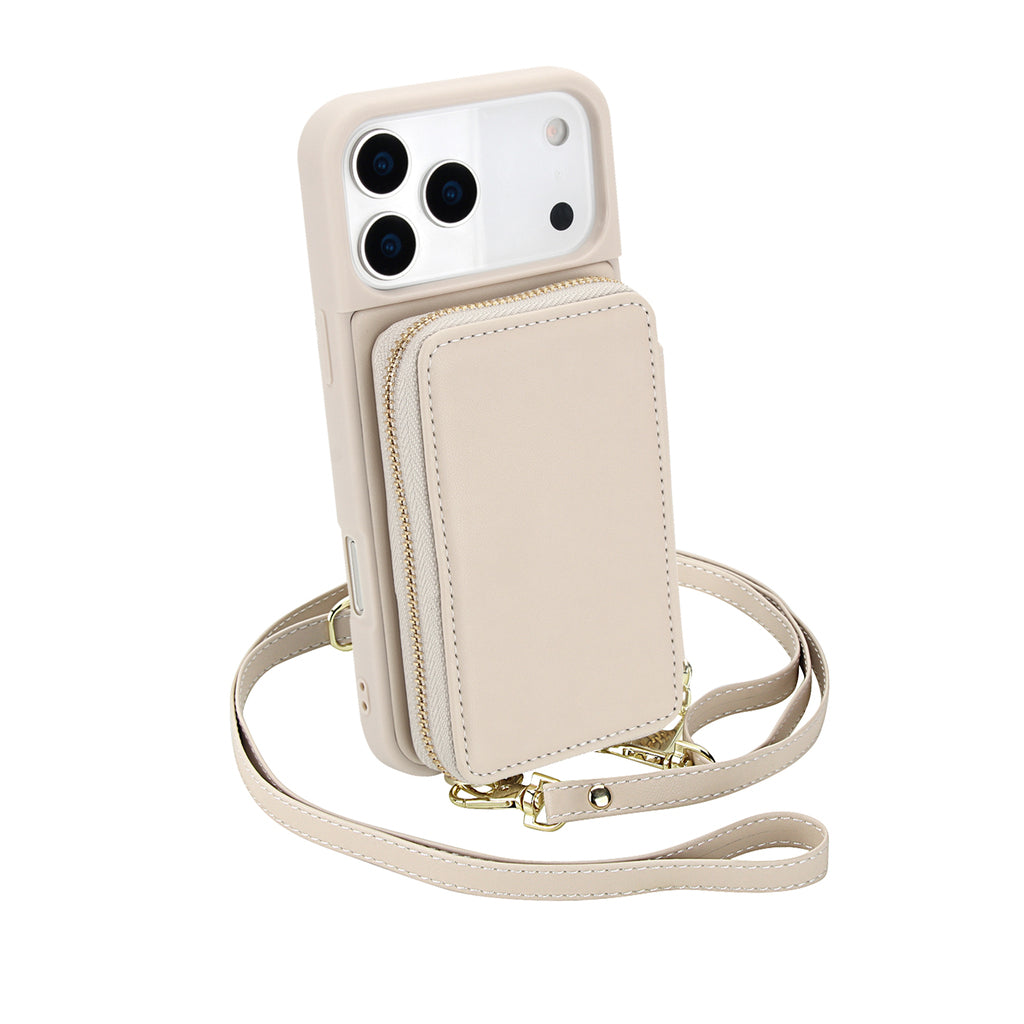 Leather iPhone Case With Crossbody Card Holder And Strap