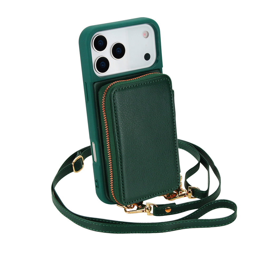 Leather iPhone Case With Crossbody Card Holder And Strap