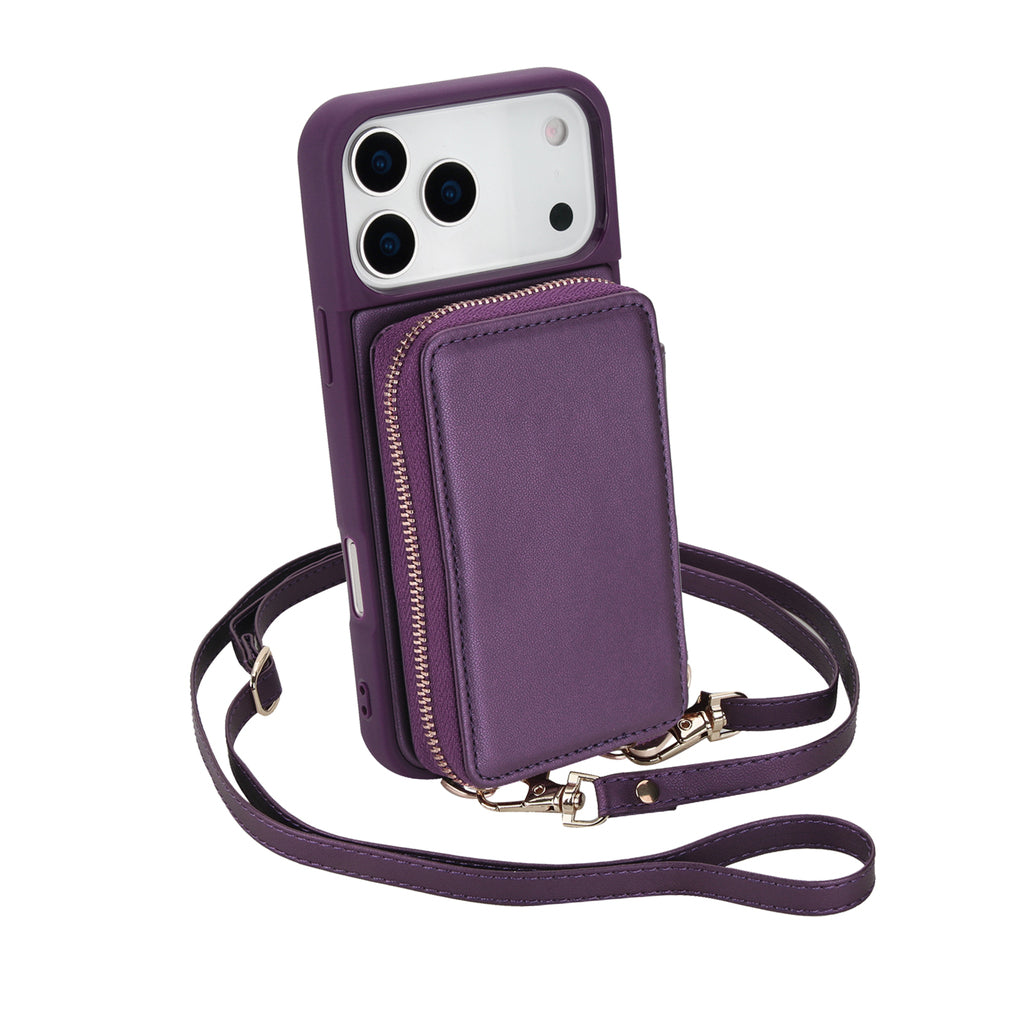 Leather iPhone Case With Crossbody Card Holder And Strap