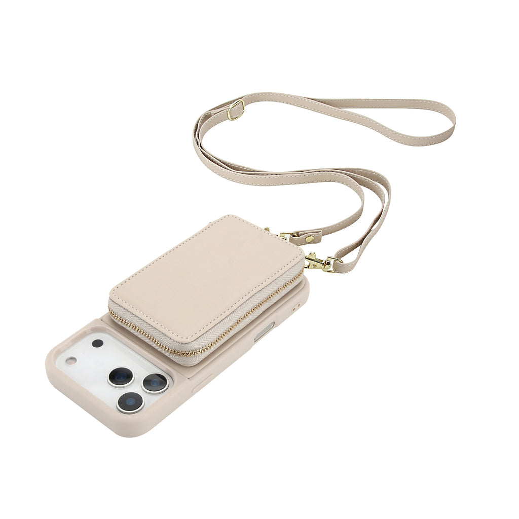 Leather iPhone Case With Crossbody Card Holder And Strap