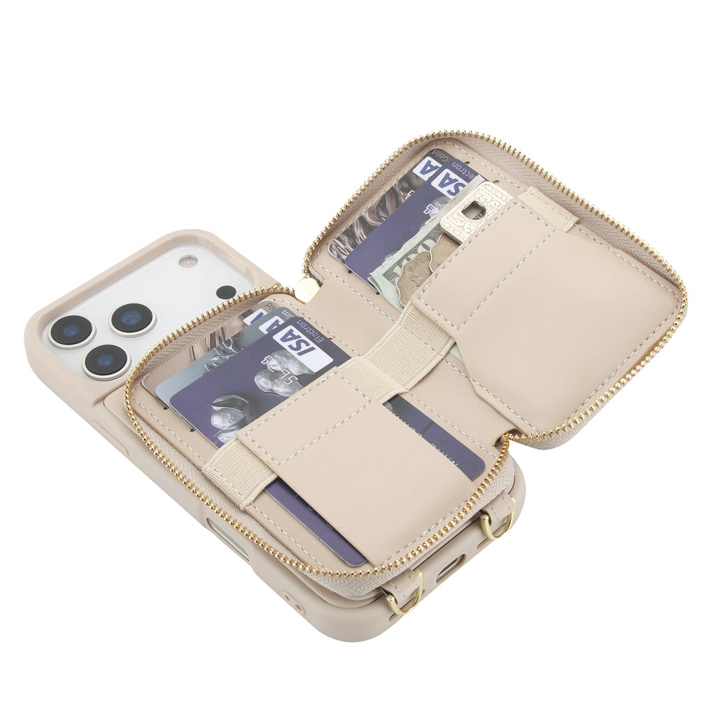 Leather iPhone Case With Crossbody Card Holder And Strap