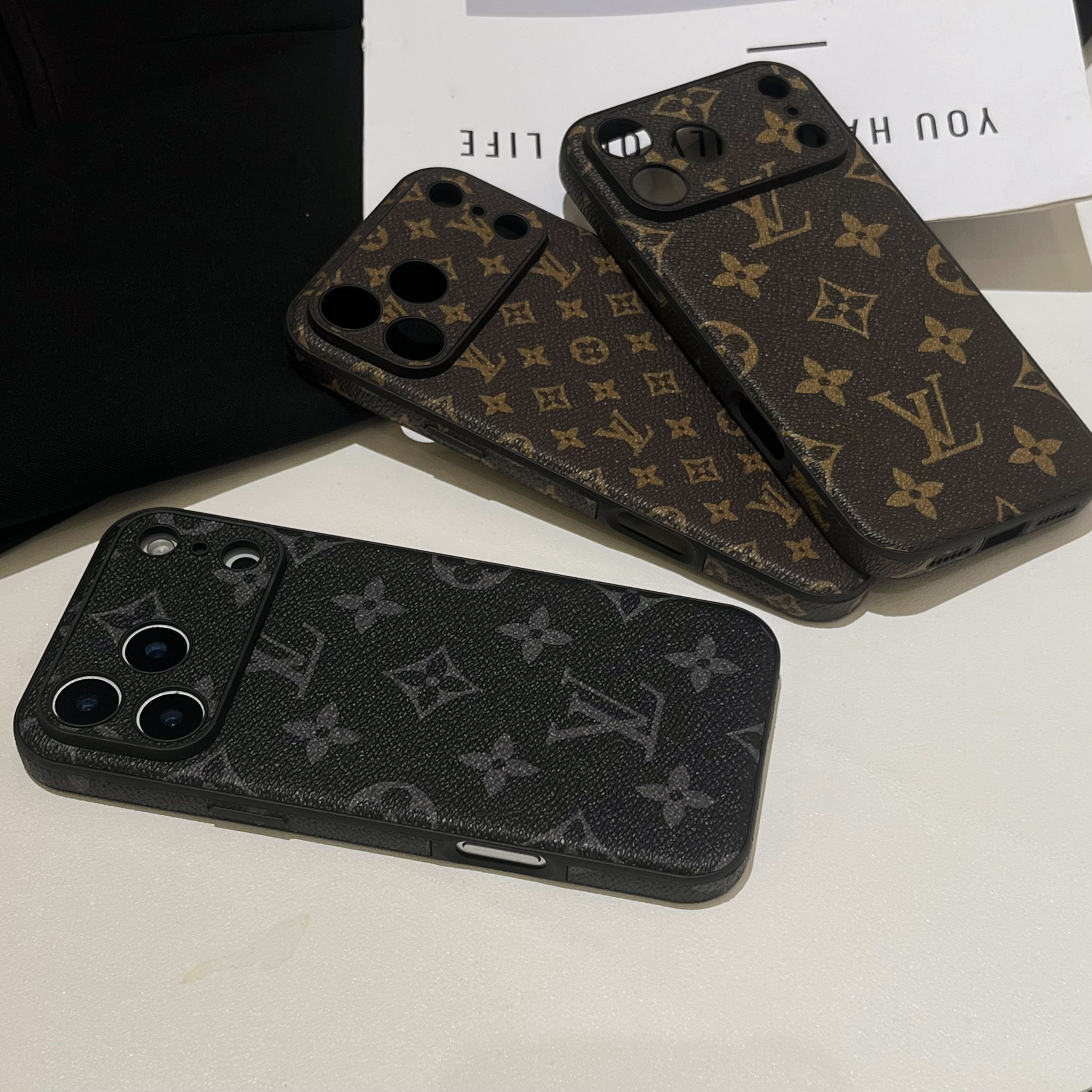 Leather Monogram iPhone Case For iPhone 17 Series-CRK251450