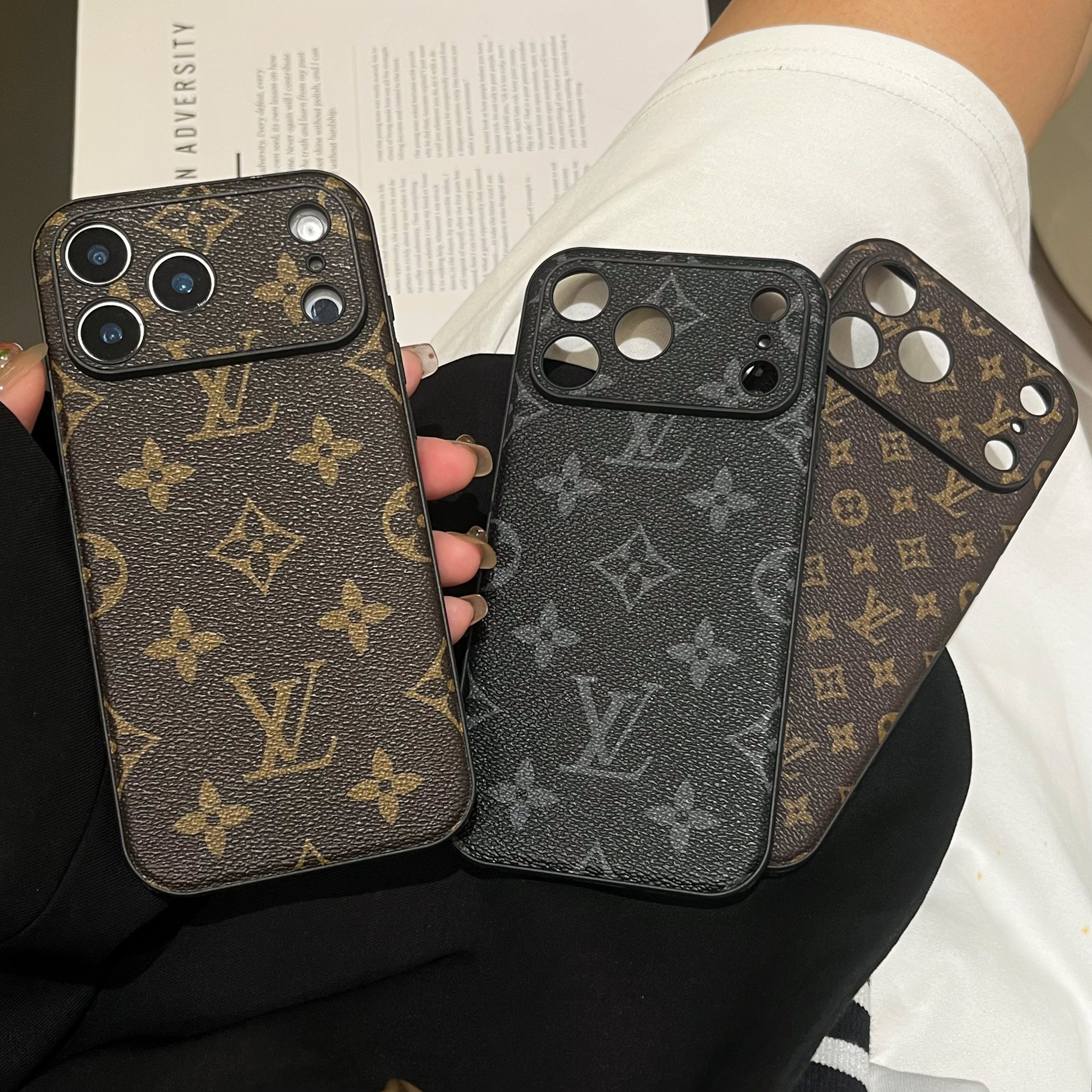 Leather Monogram iPhone Case For iPhone 17 Series-CRK251450