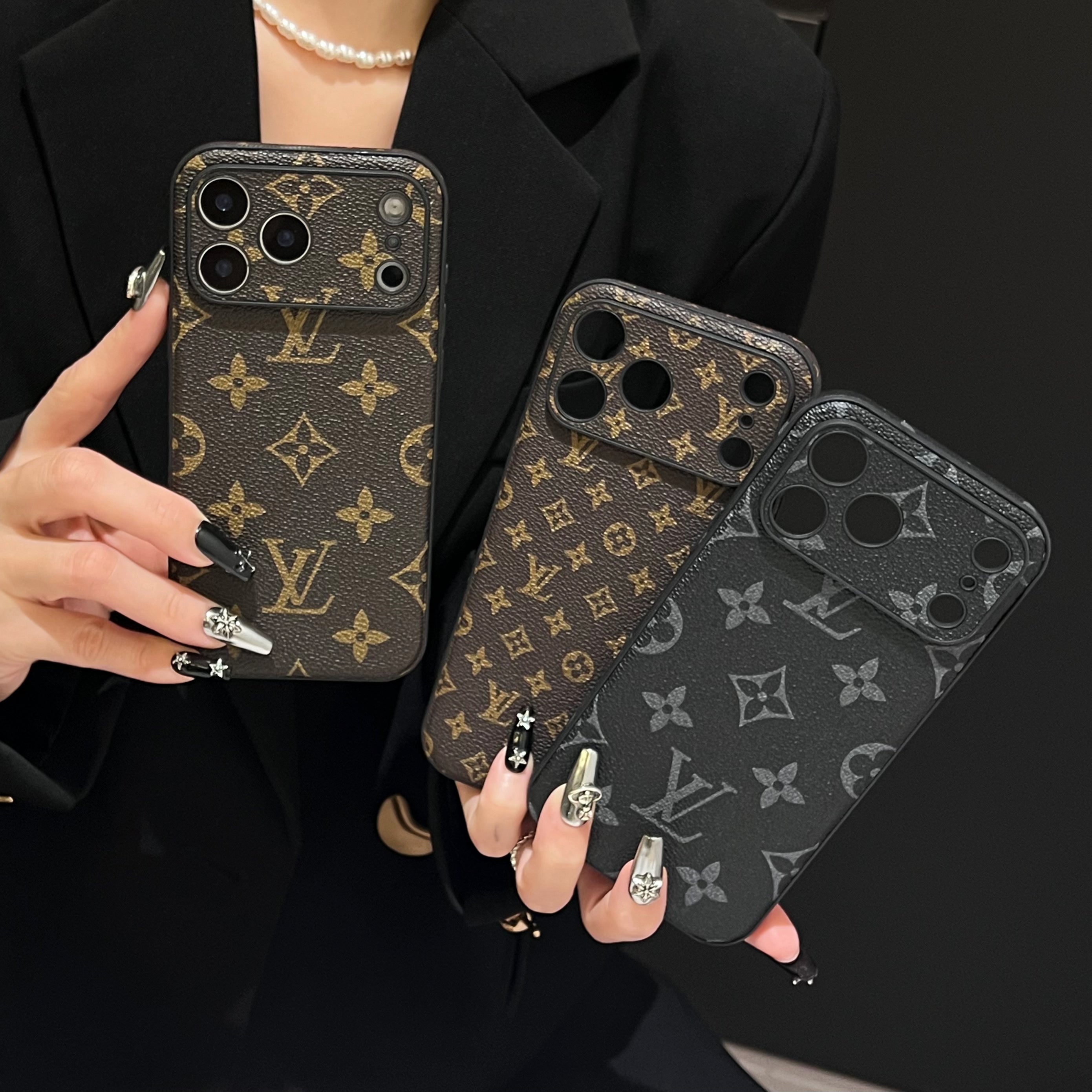 Leather Monogram iPhone Case For iPhone 17 Series-CRK251450
