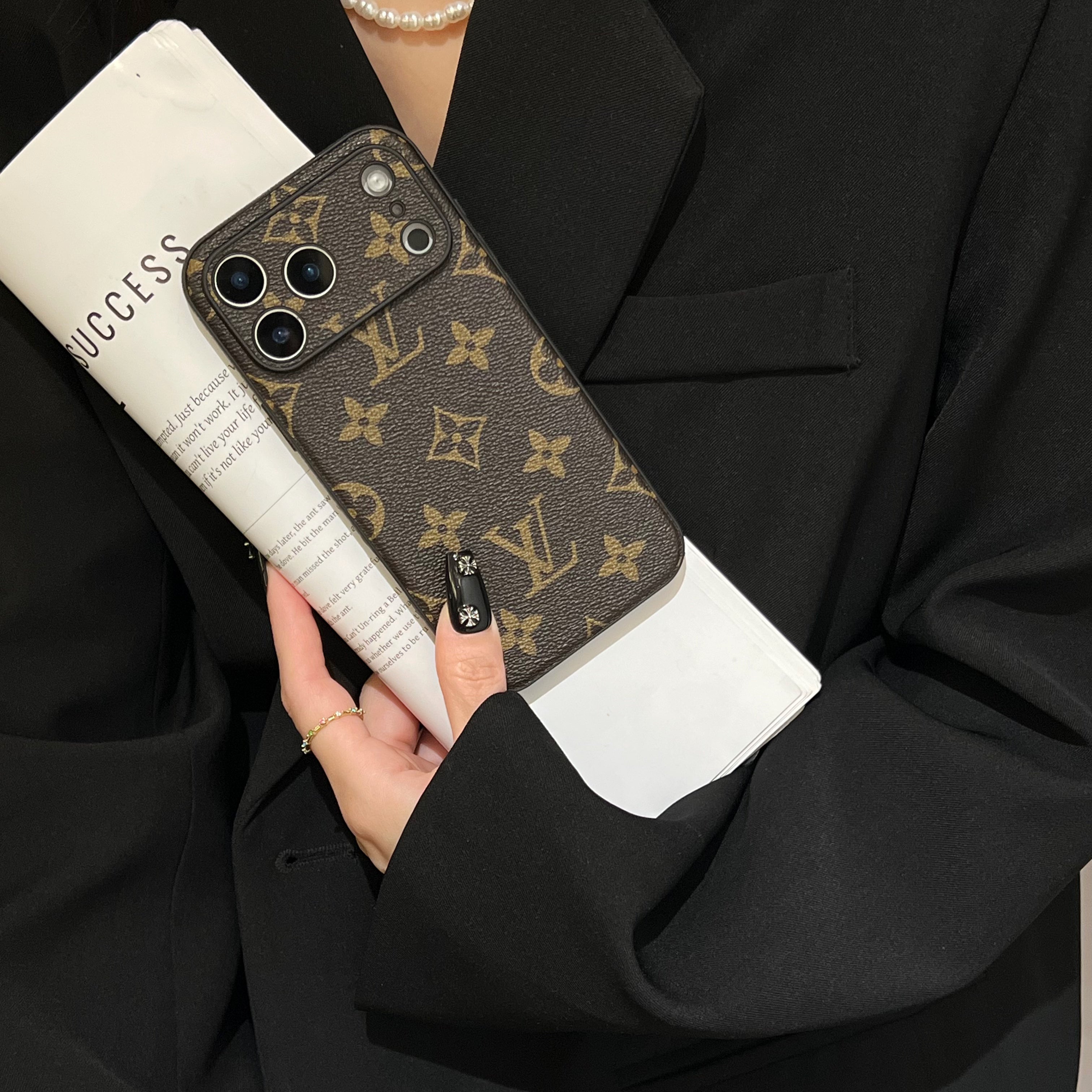 Leather Monogram iPhone Case For iPhone 17 Series-CRK251450