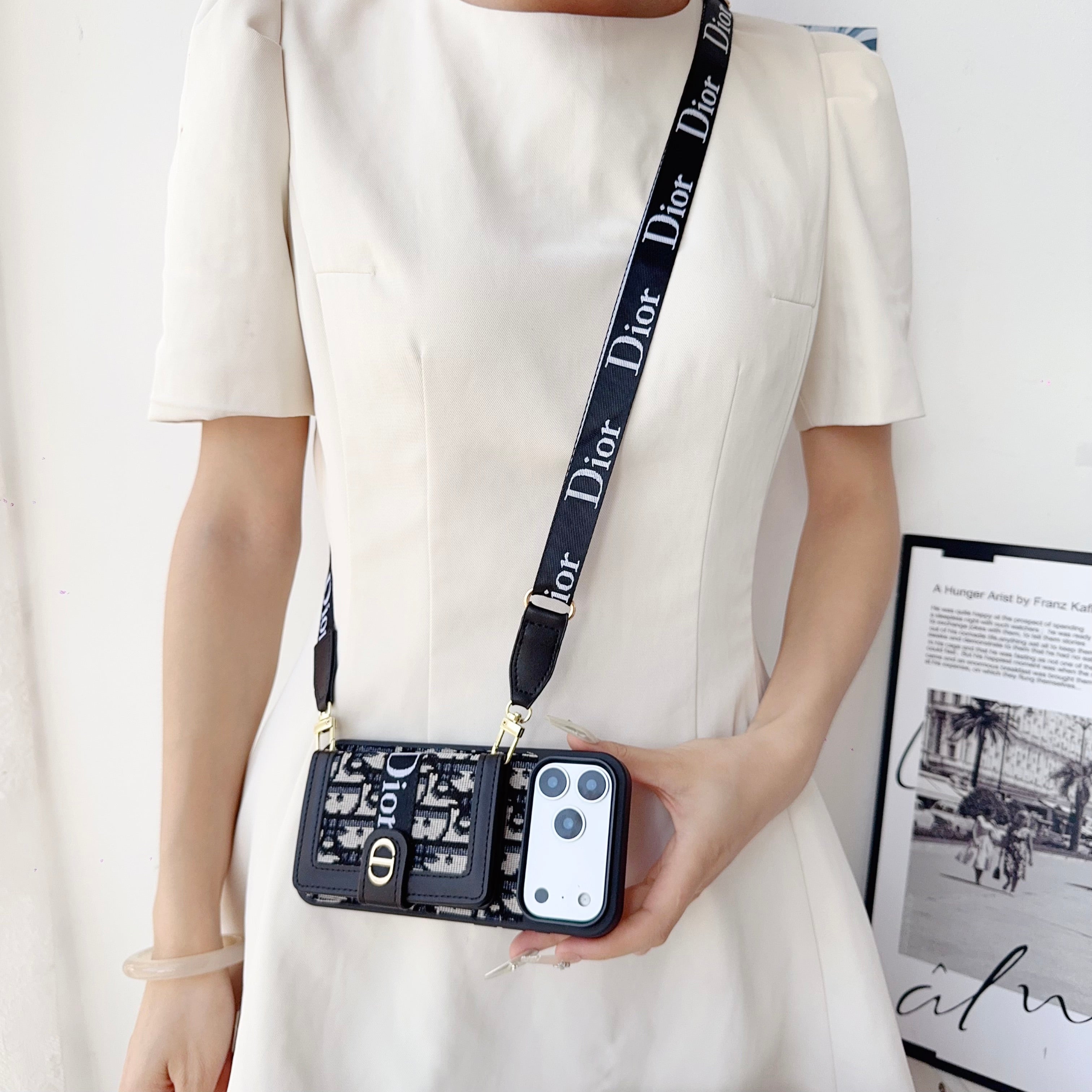 Classic Leather CD iPhone Case With Wallet And Crossbody Strap-CFK251405