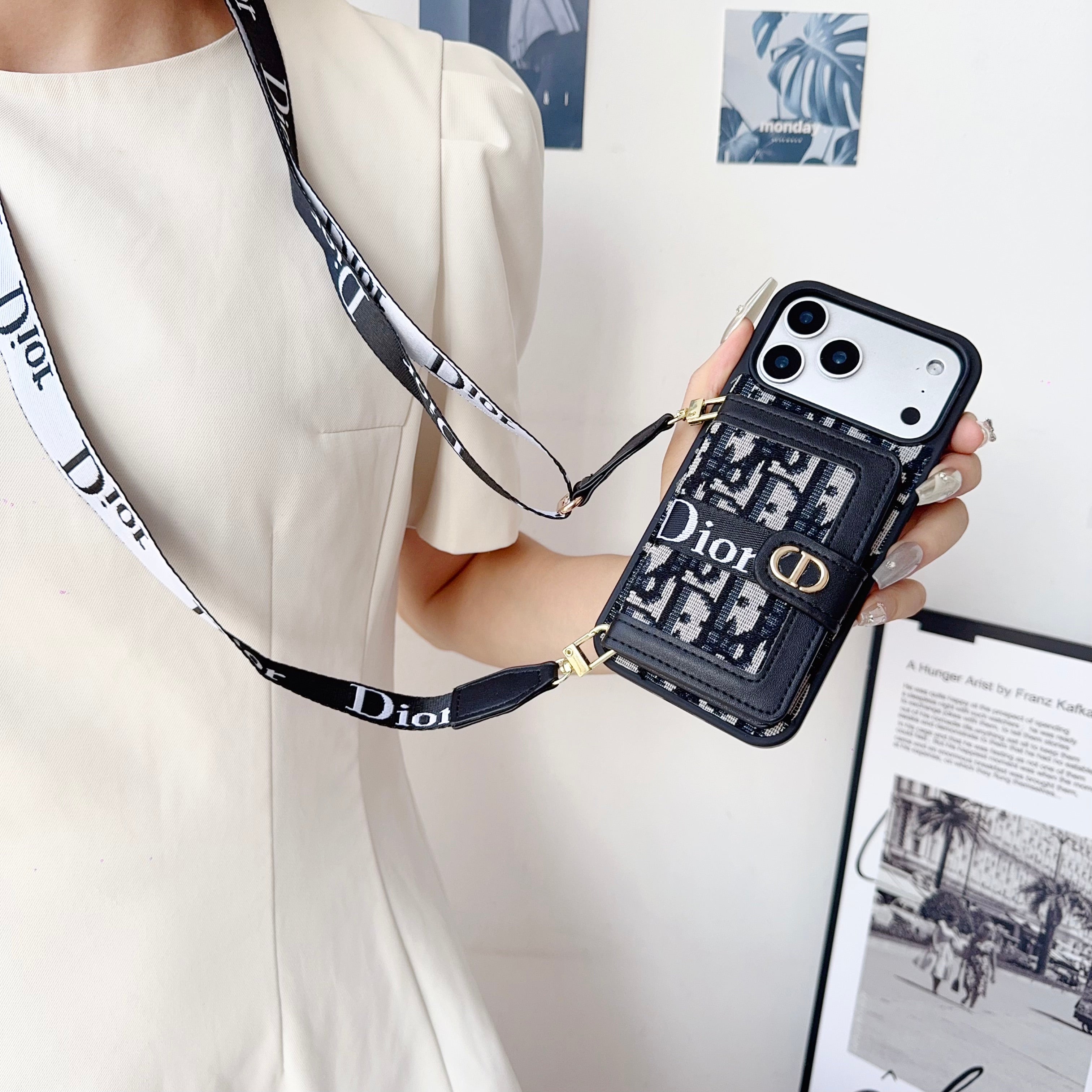 Classic Leather CD iPhone Case With Wallet And Crossbody Strap-CFK251405