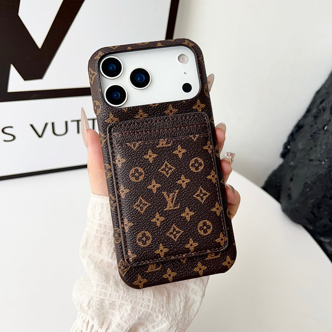 High-quality Monogram iPhone Case With Card Holder For iPhone 17 Series-CYLV138