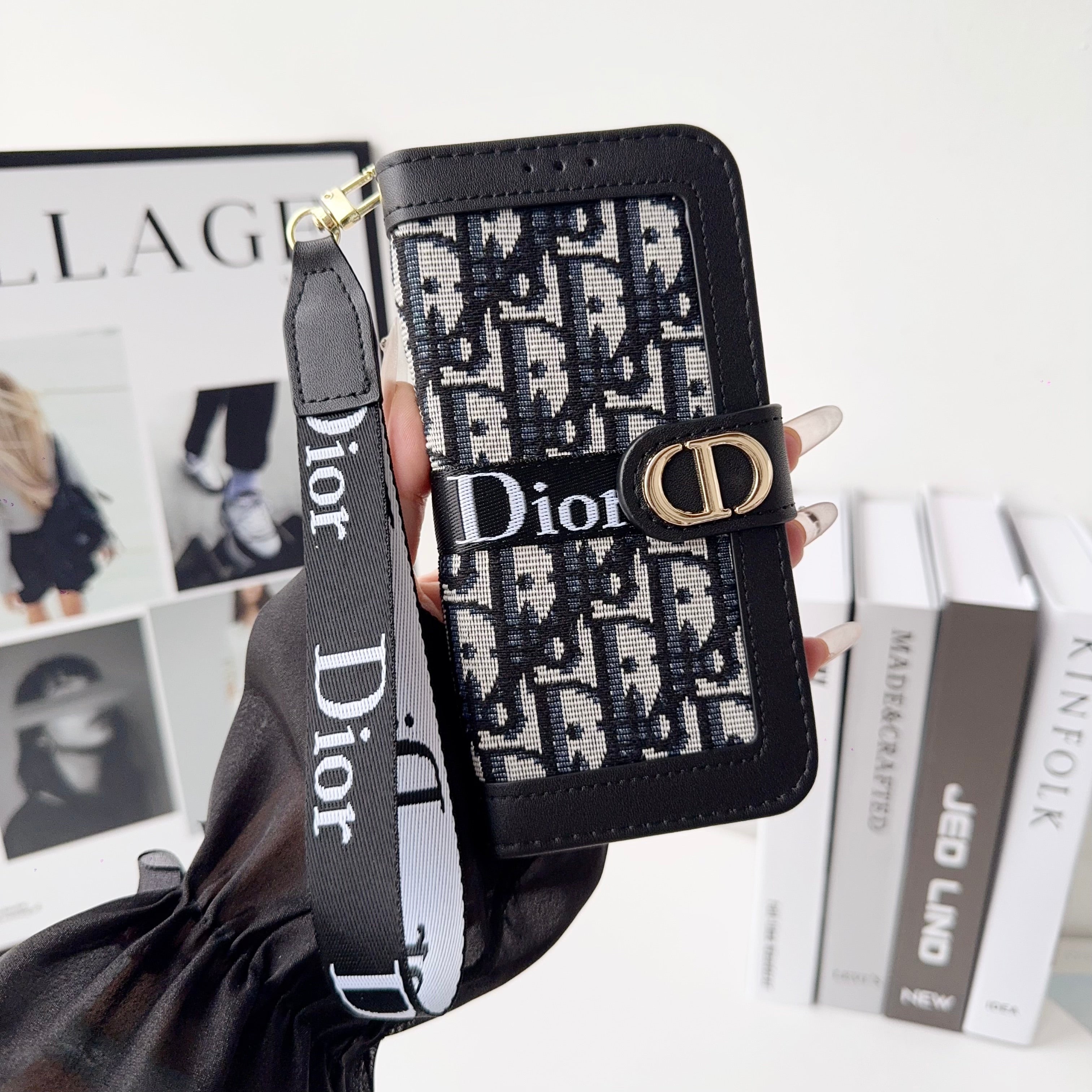CD iPhone Case With Card Holder And Wrist Strap-CFW251104